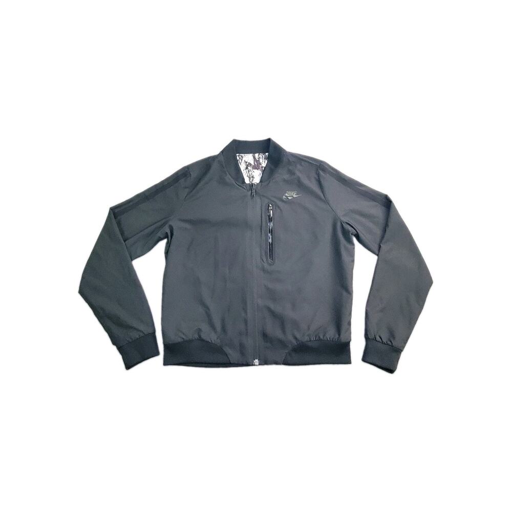 Nike Reversible Sz M Jacket Womens Black White Bonded Woven Bomber Full Zip C14